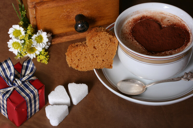 Heart-shaped Cake and Coffee