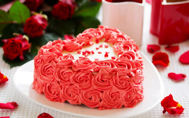 Heart-shaped Cake — Red, Romantic, Photograph