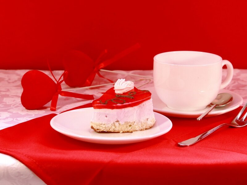Heart-shaped Cake Slice — Red