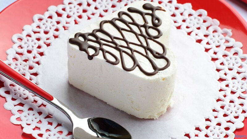 Heart-shaped Cake — White, Sweet, Photograph, Spoon