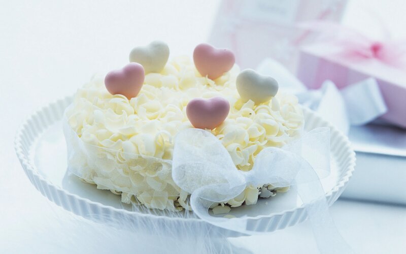 Heart-shaped Cake — White, Sweet, Photograph