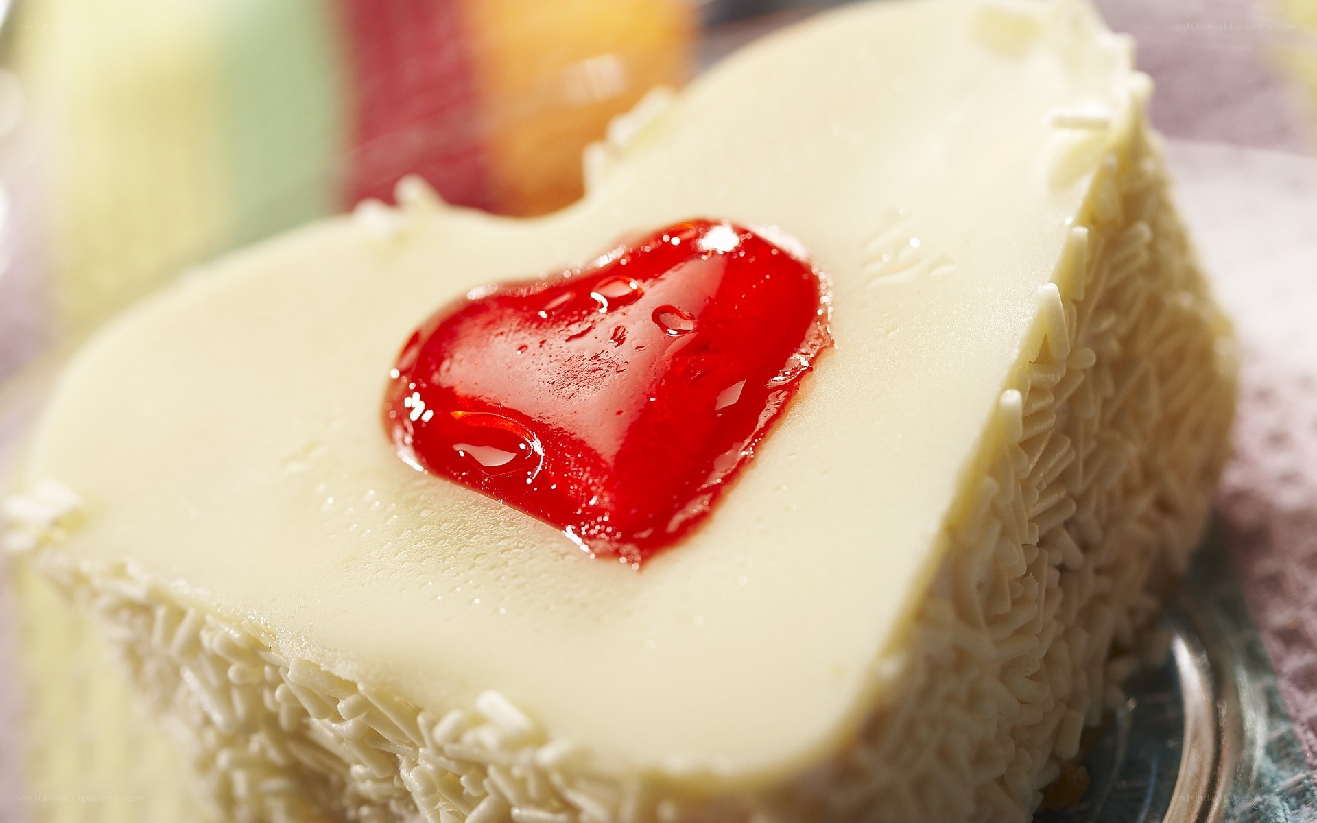 heart-shaped cake with red jelly