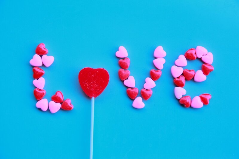 Heart-shaped Candies — Blue, Playful