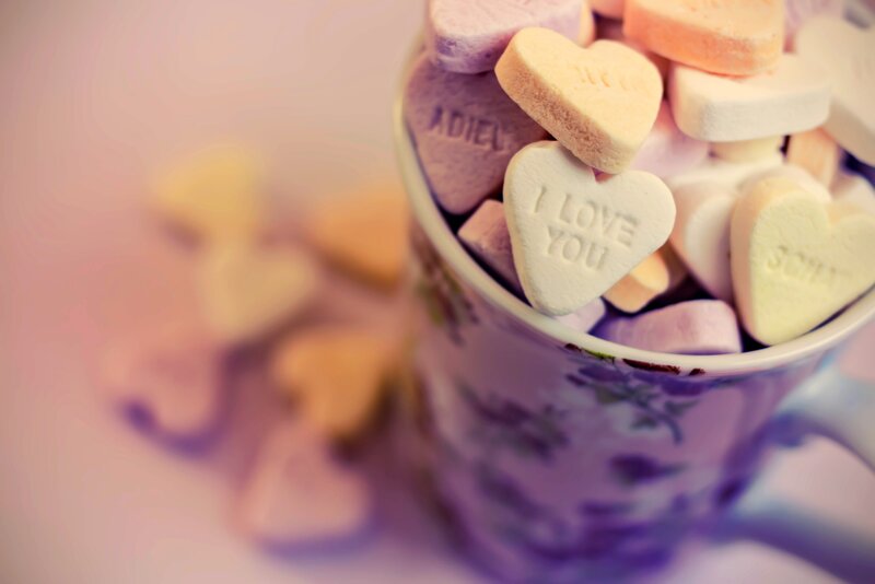 Heart-shaped Candies in Cup