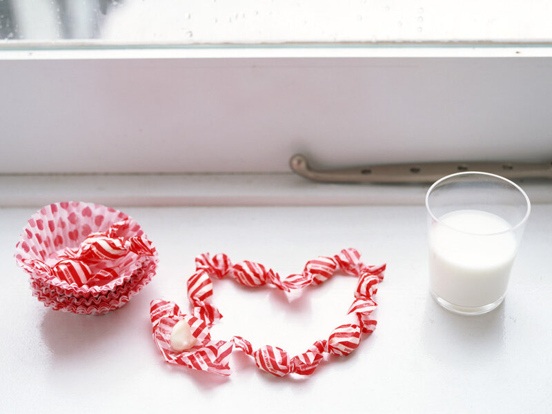Heart-shaped Candies on Windowsill