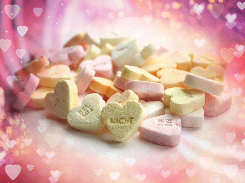 Heart-shaped Candies — Pink, Romantic, Photograph
