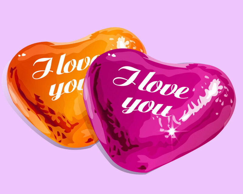 Heart-shaped Candies — Pink, Romantic, Vector Art, Candy