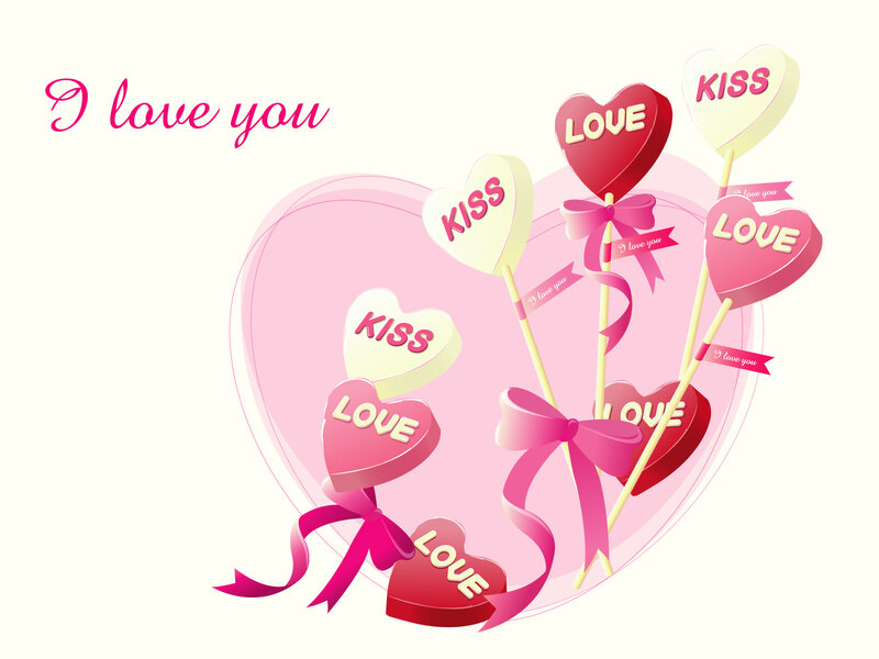 Heart-shaped Candies — Pink, Romantic, Vector Art