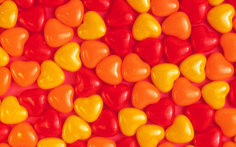 Heart-shaped Candies — Red