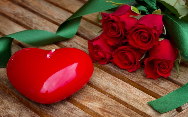 Heart-shaped Candle and Roses