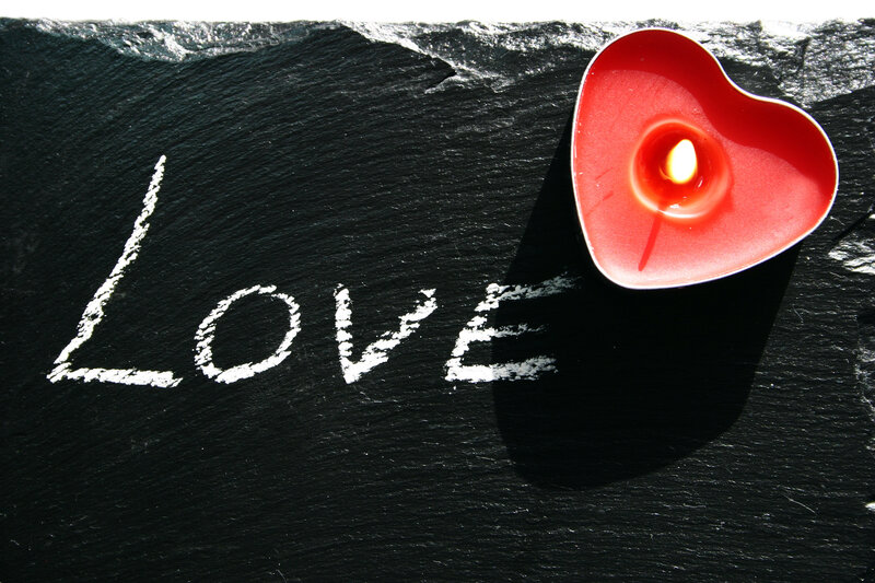 Heart-shaped Candle on Slate