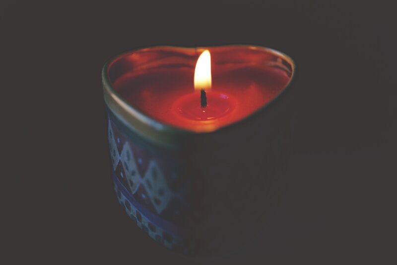 Heart-shaped Candle — Red, Calm, Night, Photograph