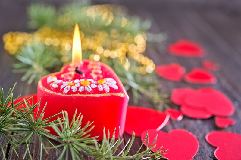 Heart-shaped Candle — Red, Festive
