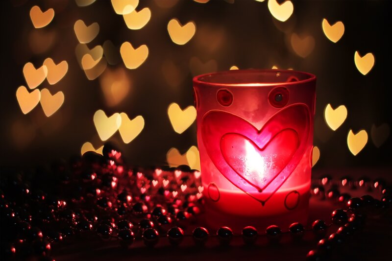 Heart-shaped Candle — Red, Romantic, Night