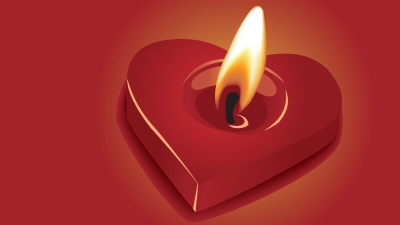 Heart-shaped Candle — Red, Warm