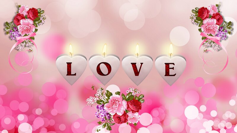 Heart-shaped Candles — Pink, Romantic, Digital Art