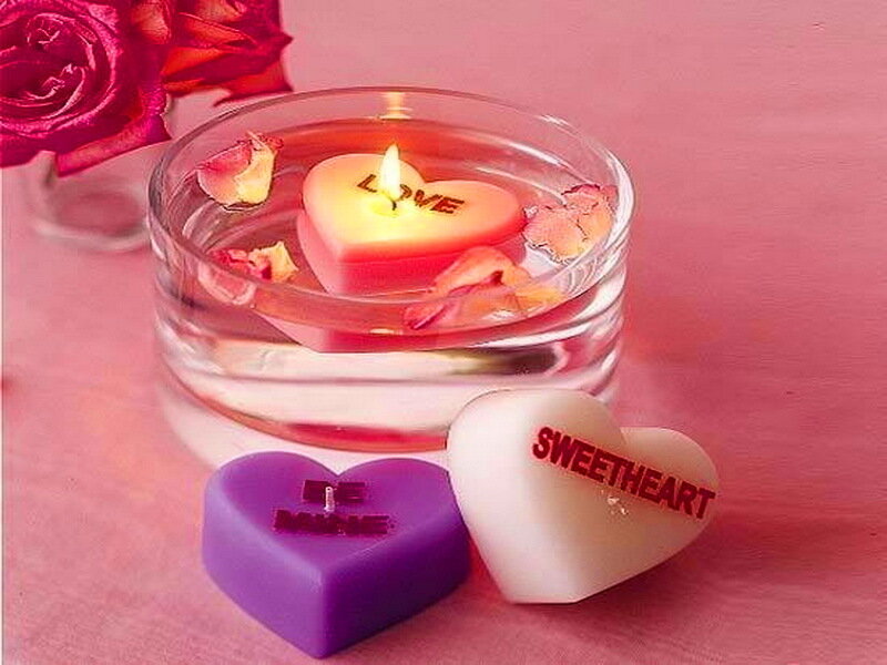Heart-shaped Candles — Pink