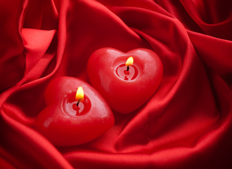 Heart-shaped Candles — Red, Romantic, Photograph