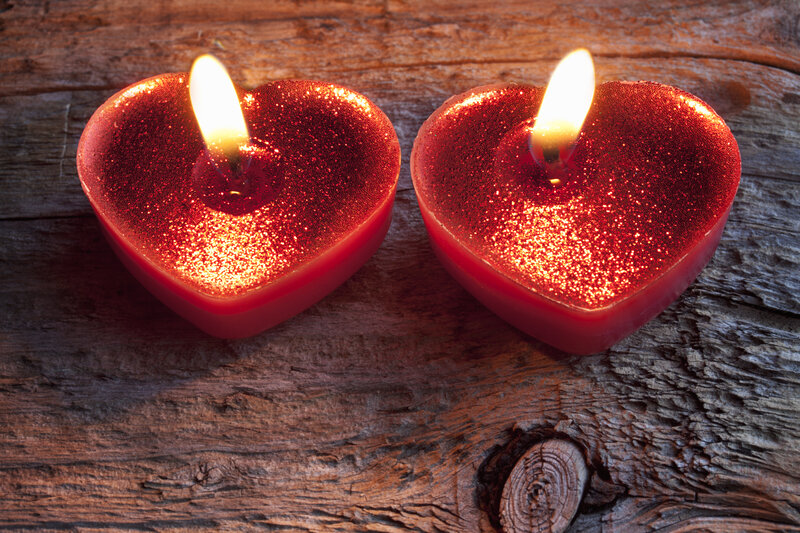 Heart-shaped Candles — Red, Warm