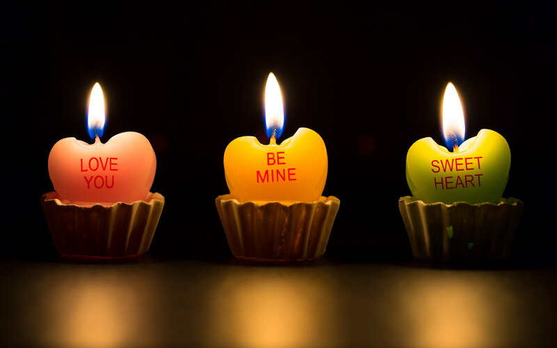 Heart-shaped Candles — Yellow, Romantic