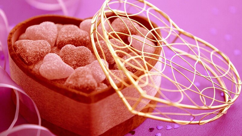 Heart-shaped Candy Box — Pink, Romantic, Photograph, Candies