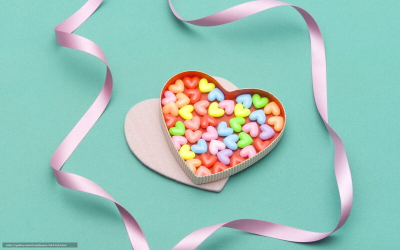 Heart-shaped Candy Box — Teal, Festive, Photograph, Ribbon, Candies