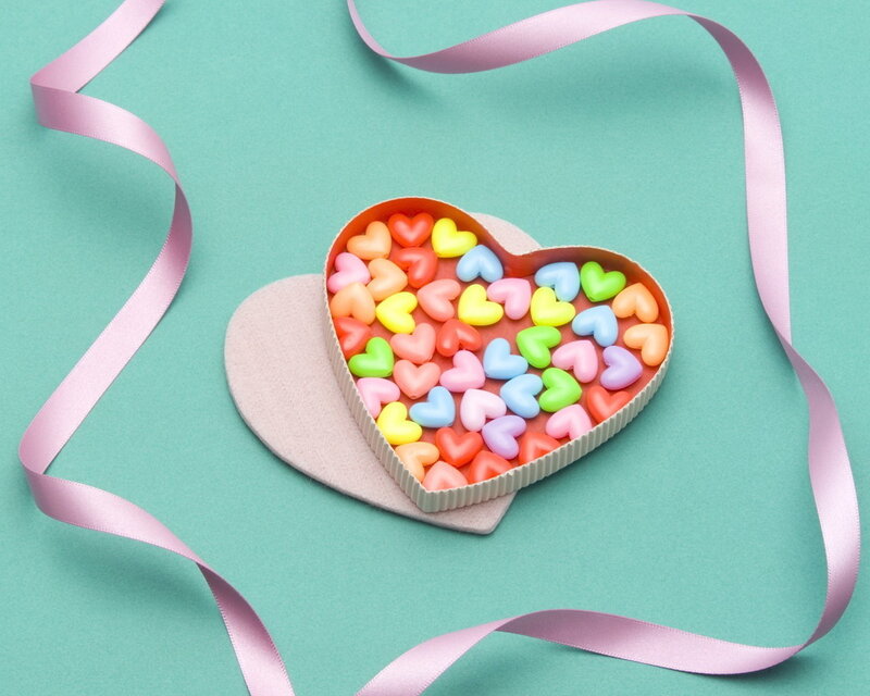 Heart-shaped Candy Box — Teal, Festive