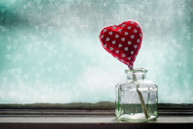 Heart-shaped Candy in Vase