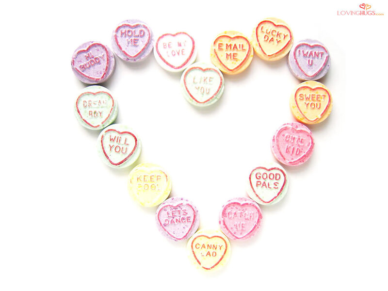 heart-shaped candy messages