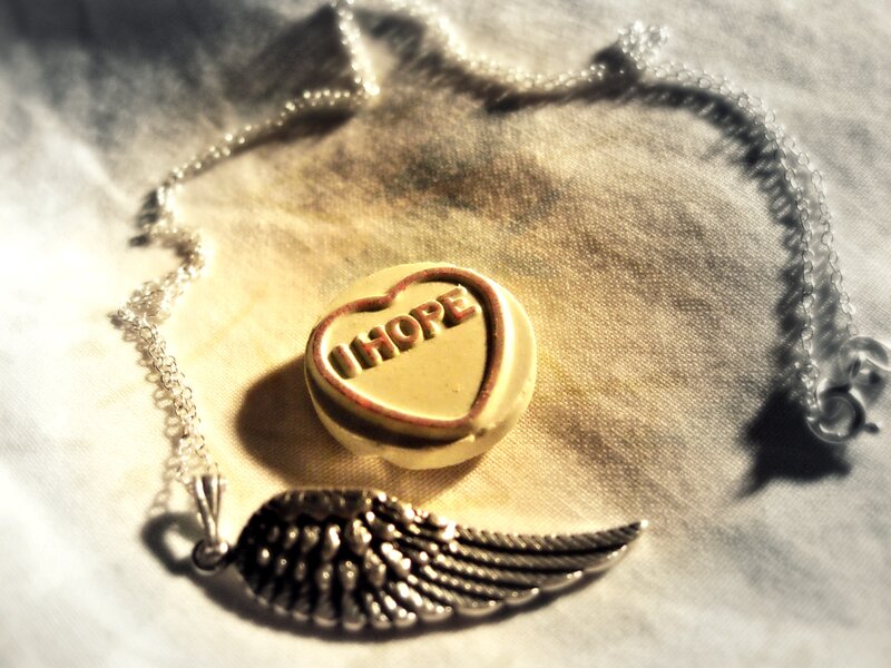 Heart-shaped Candy with Wing Pendant