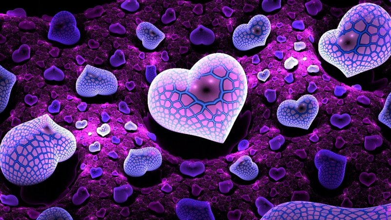 Heart-shaped Cells — Purple, Abstract