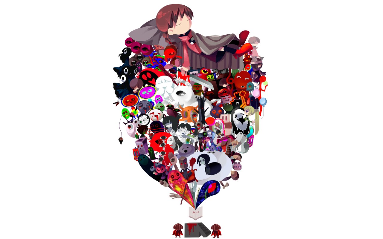 Heart-shaped character collage