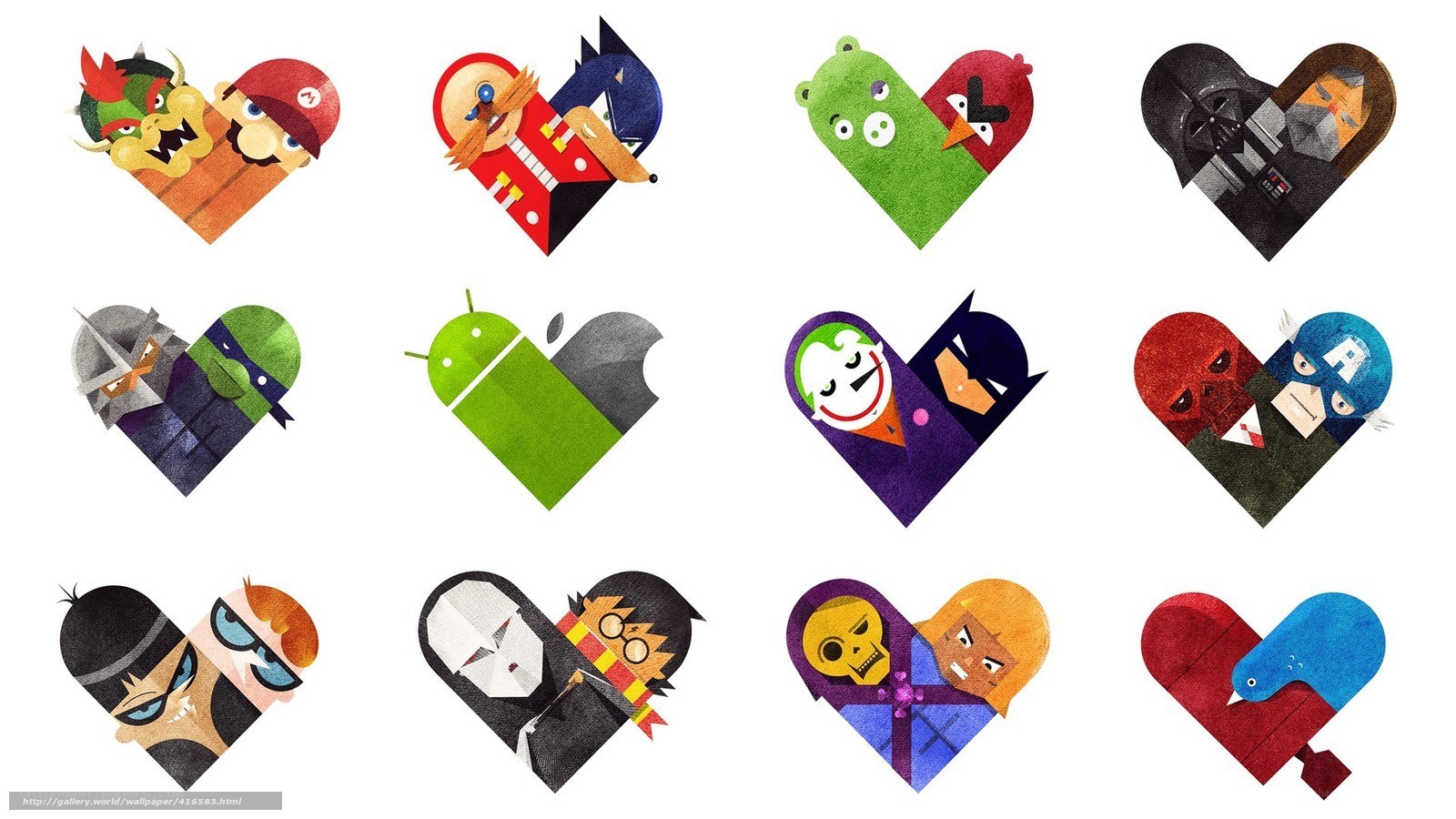 Heart-shaped character pairs
