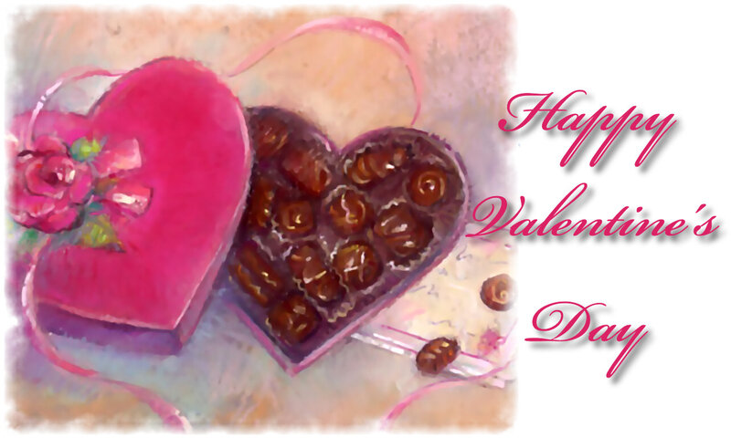 Heart-shaped Chocolate Box — Pink, Romantic, Painting
