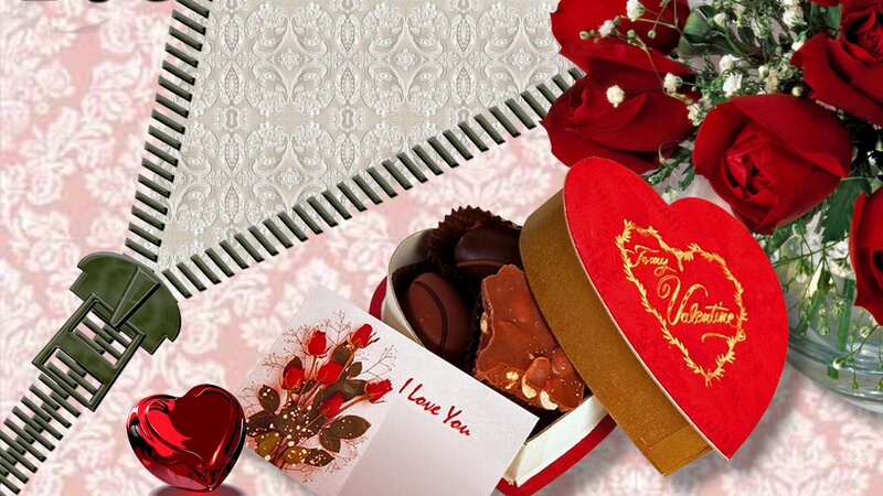 Heart-shaped Chocolate Box — Red, Romantic, Digital Art, Roses