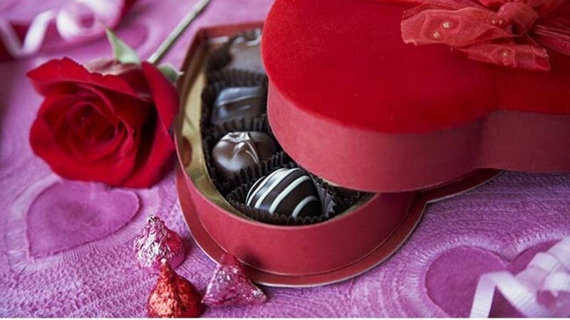 Heart-shaped Chocolate Box — Red, Romantic, Photograph, Red Rose