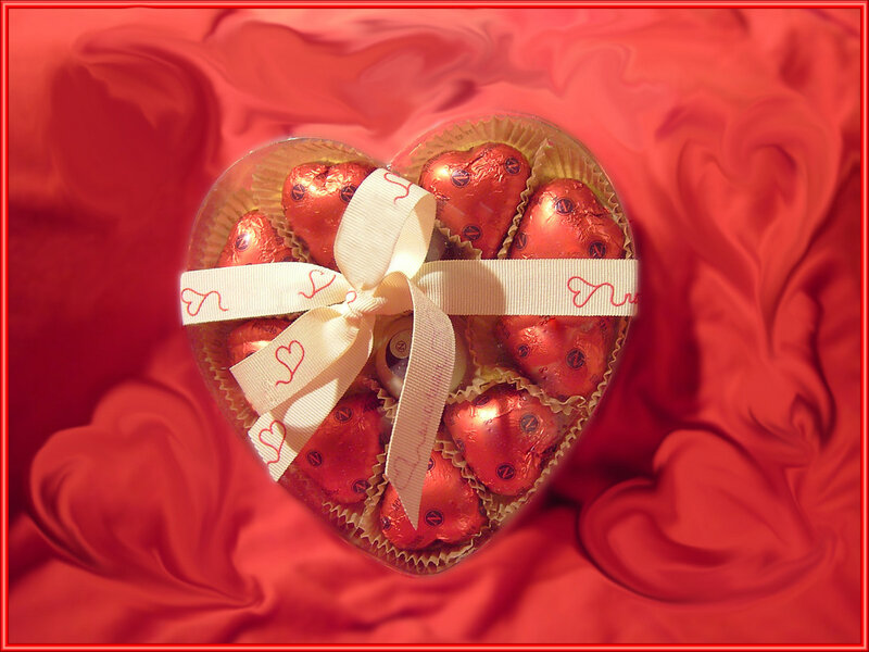 Heart-shaped Chocolate Box — Red, Romantic, Photograph, Ribbon