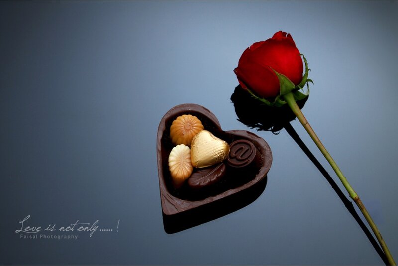 Heart-shaped Chocolate Box — Red, Romantic, Photograph, Rose