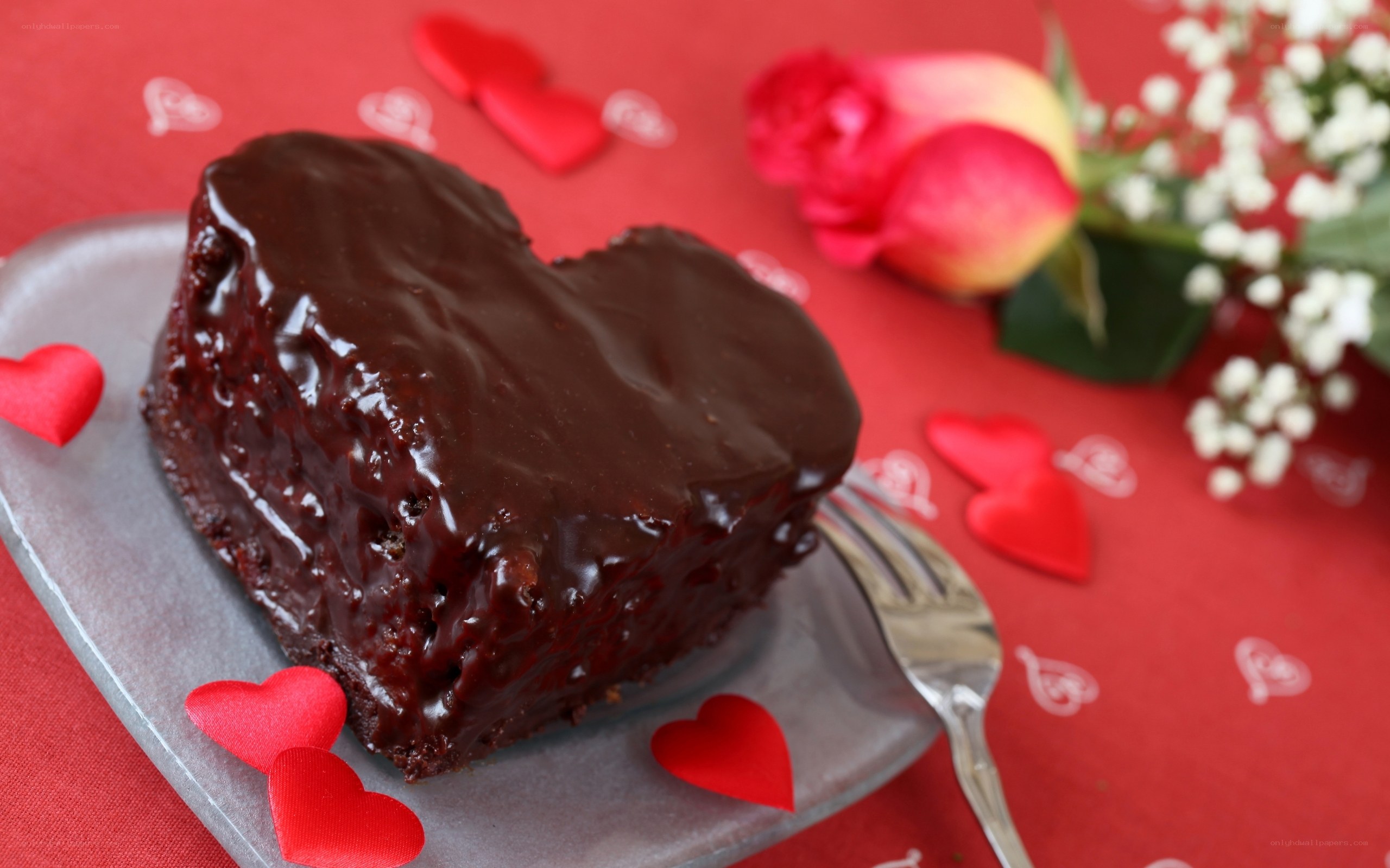 Heart-shaped chocolate cake