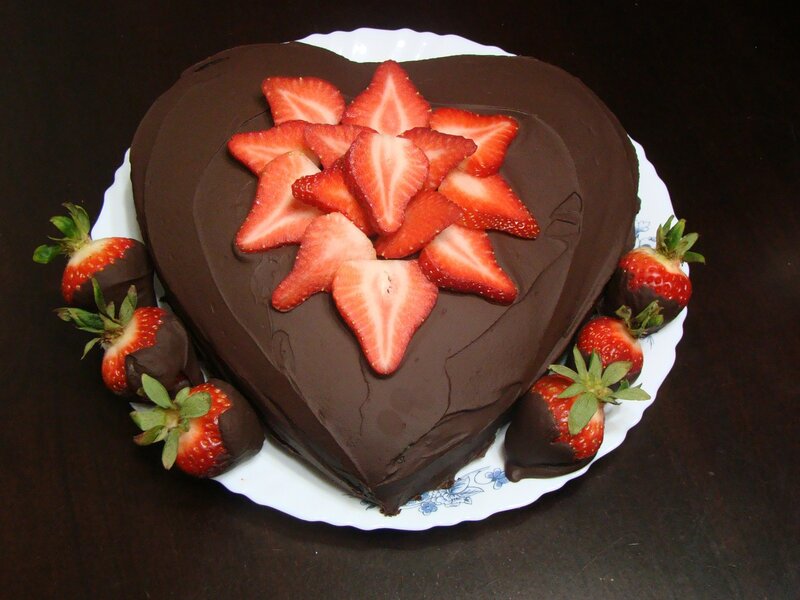 Heart-shaped Chocolate Cake — Brown, Festive