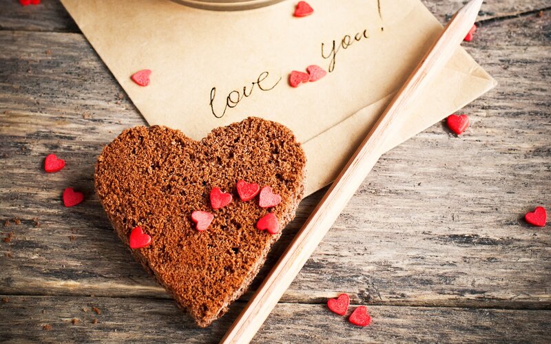 Heart-shaped Chocolate Cake — Brown, Romantic