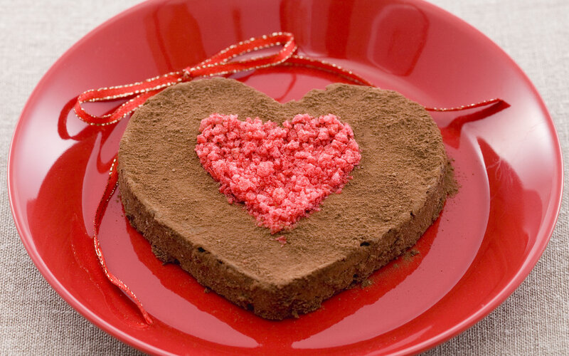 Heart-shaped Chocolate Cake — Red, Romantic, Photograph