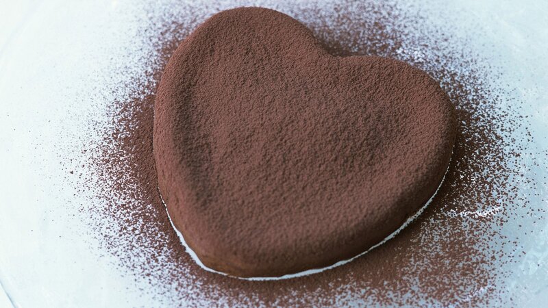 heart-shaped chocolate cake