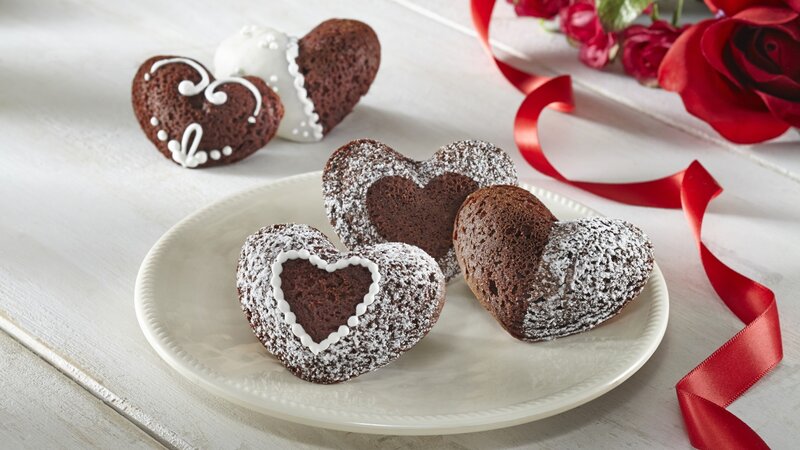Heart-shaped Chocolate Cakes — Brown, Romantic, Photograph