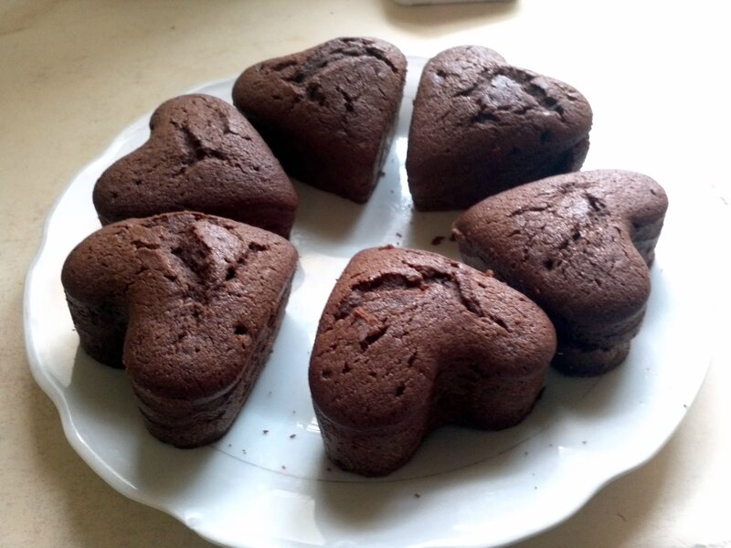 Heart-shaped Chocolate Cakes — Brown