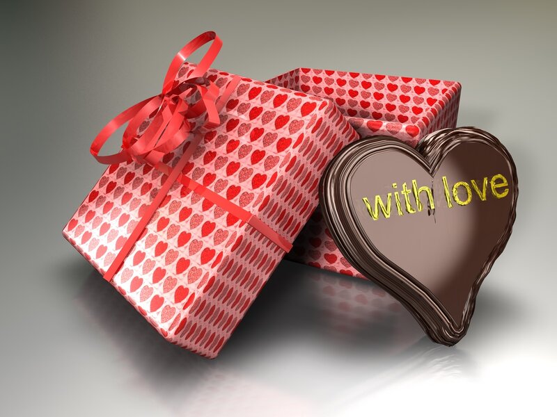 heart-shaped chocolate gift
