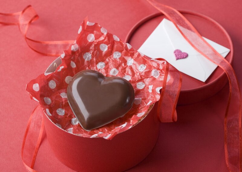 Heart-shaped Chocolate — Red, Romantic, Photograph