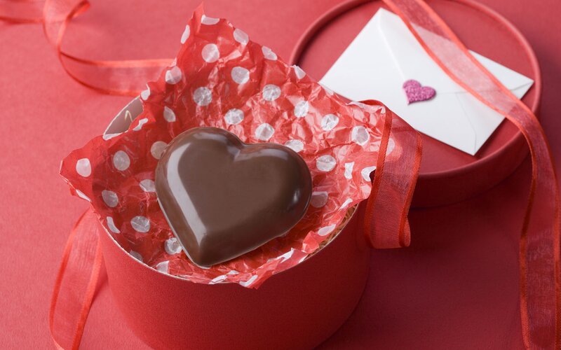 Heart-shaped Chocolate — Red, Romantic