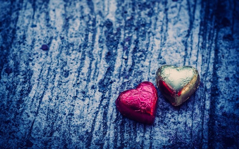 Heart-shaped Chocolates — Blue, Romantic