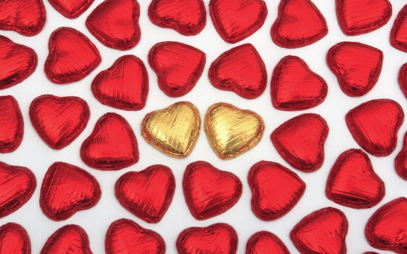 Heart-shaped Chocolates — Red, Festive